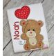 Bear with Heart Balloon Boy Applique Design | Machine Embroidery Designs by JuJu