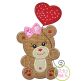 Bear with Heart Balloon Girl Applique Design | Machine Embroidery Designs by JuJu