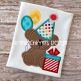 Birthday Bear Present Applique | Machine Embroidery Designs by JuJu