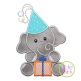 Birthday Elephant Boy Applique Design | Machine Embroidery Designs by JuJu