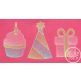Birthday Trio Sketch Embroidery | Machine Embroidery Designs by JuJu