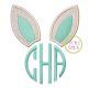 Bunny Ears Applique Monogram Frame (Font NOT included) | Machine Embroidery Designs by JuJu