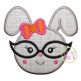 Bunny Glasses Girl Applique | Machine Embroidery Designs by JuJu