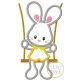Itch 2 Stitch Bunny In Swing Boy Applique Digital Embroidery Machine Designs by JuJu