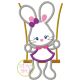 Itch 2 Stitch Bunny In Swing Girl Applique Digital Embroidery Machine Designs by JuJu