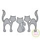 Cat Trio Motif Embroidery | Machine Embroidery Designs by JuJu