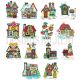 North Pole Village Christmas Applique Set 4 Machine Embroidery Designs by JuJu 