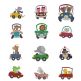 Cute Animals in Cars Filled Version Machine Embroidery Designs by JuJu