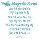 Puffy Magnolia Script Embroidery Font | Machine Embroidery Designs by JuJu