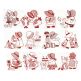 Harvest Time Sunbonnet Sue Redwork Machine Embroidery Designs by JuJu