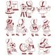 Sunbonnet Sue Goes Back to School Redwork Machine Embroidery Designs by JuJu