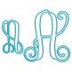 Fun Stitch Interlocking vine Ribbon Monogram Machine Embroidery Designs by JuJu