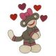 Valentine Sock Monkeys Filled Version Machine Embroidery Designs by JuJu