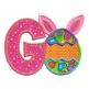Easter Bunny Egg Alphabet Applique Machine Embroidery Designs by JuJu 