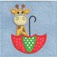 Cute giraffe in umbrella applique stipple quilt block machine embroidery design