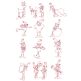 Quirky Christmas Elves Redwork Designs by Juju