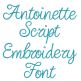 Antoinette Script Embroidery Font | Machine Embroidery Designs by JuJu