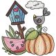 Autumn Pumpkin Birdhouse Embroidery Design | Designs by JuJu