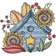 Autumn Sunflowers Birdhouse Embroidery Design | Designs by JuJu