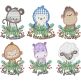Be Kind Critters Applique 4 Machine Embroidery Designs by JuJu 
