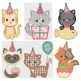 Birthday Cats Applique Machine Embroidery Designs by JuJu