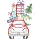 Christmas Car Vintage Sketch | Machine Embroidery Designs by JuJu