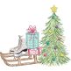 Christmas Sled Vintage Sketch | Machine Embroidery Designs by JuJu