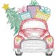 Christmas Truck Front Vintage Sketch | Machine Embroidery Designs by JuJu