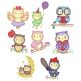 Cute Owls Applique Machine Embroidery Designs by JuJu 
