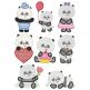 Cute Pandas Applique Machine Embroidery Designs by JuJu 