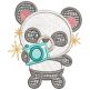 Cute Pandas Applique Machine Embroidery Designs by JuJu