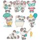 Cute Pandas Applique Machine Embroidery Designs by JuJu
