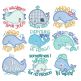 Cute Whales Applique Machine Embroidery Designs by JuJu
