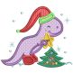 Dinosaur Christmas Applique Machine Embroidery Designs by JuJu 