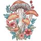Elegant Mushrooms Sketch | Machine Embroidery Designs by JuJu