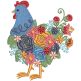 Folk Art Chickens Filled Machine Embroidery Designs by JuJu