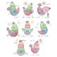 Fun Chickens Vintage Sketch Machine Embroidery Designs by JuJu
