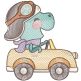 Funny Animals In Cars | Machine Embroidery Designs by JuJu