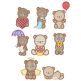 Fuzzy Teddy Bears Applique Machine Embroidery Designs by JuJu 
