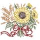 Harvest Sunflower Wheat Vintage Sketch | Machine Embroidery Designs by JuJu	