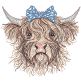 Highland Cow Girl Sketch | Machine Embroidery Designs by JuJu