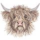 Highland Cow Boy Sketch | Machine Embroidery Designs by JuJu