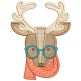 Hipster Animal Faces Deer Applique Machine Embroidery Designs By JuJu