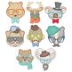Hipster Animal Faces Applique Machine Embroidery Designs By JuJu