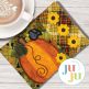 ITH Chunky Pumpkin And Sunflowers Mug Rug | Machine Embroidery Designs by JuJu