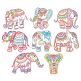 Mehndi Elephants Machine Embroidery Designs by JuJu