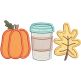 Pumpkin Coffee Leaf Trio Applique | Machine Embroidery Designs by JuJu