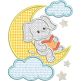 Reading On The Moon Applique Machine Embroidery Designs by JuJu 