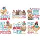 Sassy Chickens Word Art 2 | Machine Embroidery Designs by JuJu