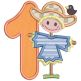 Scarecrow Boy Applique Numbers | Machine Embroidery Designs by JuJu